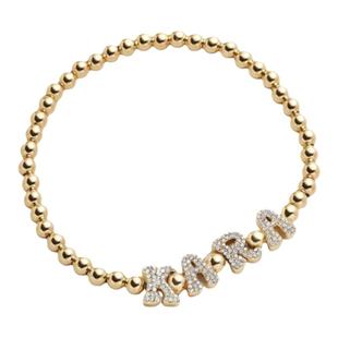 TENCOO定制【金珠珠字母手链】小众复古艺术字母手链轻奢高级感