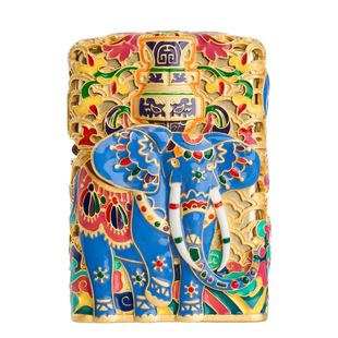 正版zippo太平有象煤油打火机镀金夜光珐琅喜象升平防风送朋友