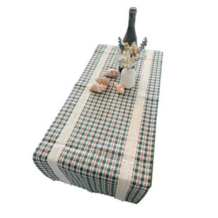 法式复古提花格子布带绗缝棉餐桌桌旗餐垫桌垫长条斗柜电视柜盖巾