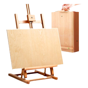 桌面画架台式画板架美术生专用小素描板儿童画画工具套装油画架榉木架子4k绘画可折叠支架式桌上便携迷你支架