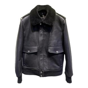 RC欧货SL风可脱卸100%羊毛领飞行员羊皮内加羽绒棉夹克加厚外套