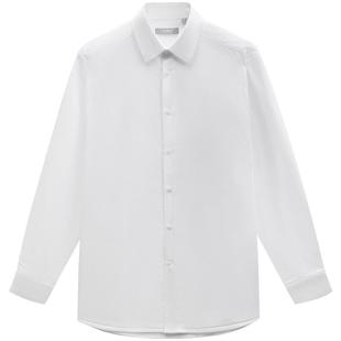 【加绒加厚】金利来秋冬男士白色衬衣纯棉保暖条纹商务长袖衬衫男