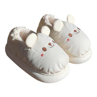 细细条可爱卡通小熊软厚底面包鞋