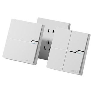 国际电工墙壁家用86型白色双控灯一开五孔插座带开关面板电源暗装