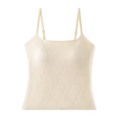 国风竹叶提花冰丝无痕吊带背心