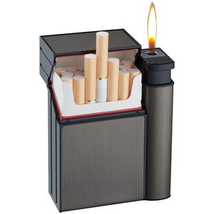 可更换打火机烟盒20支粗烟整包软硬包通用翻盖防压中支散烟香烟盒