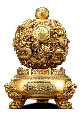时来运转龙转乾坤鼎摆件