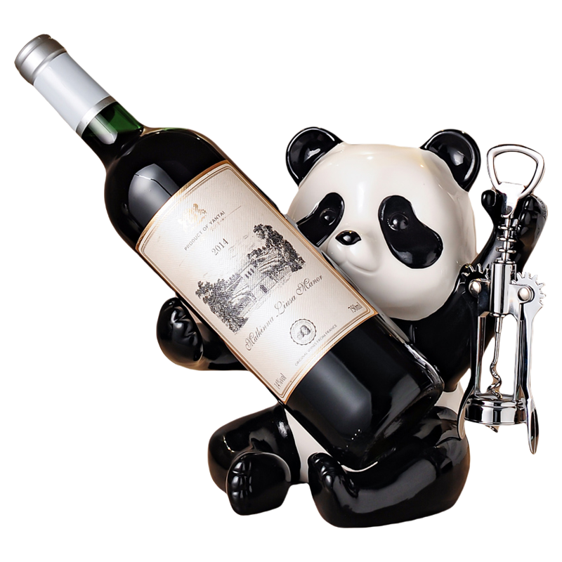 创意熊猫红酒架摆件轻奢高档家居客厅酒柜电视柜高级感小众装饰品