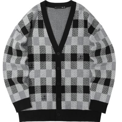 海澜之家撞色格纹休闲风针织开衫