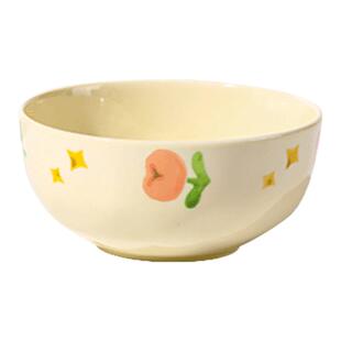 奶油风餐具饭碗家用2026新款碗碟陶瓷小碗好看的盘子菜盘汤碗花漾