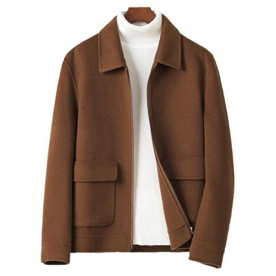 短款秋冬季纯羊毛双面呢翻领外套