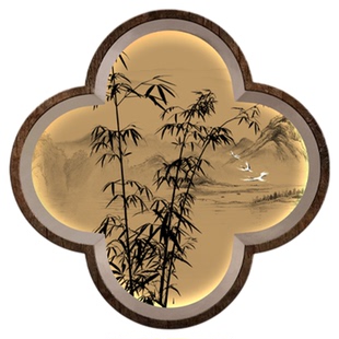 宋代美学入户玄关柜挂画中古风茶室挂画竹子客厅背景墙立体砂岩画