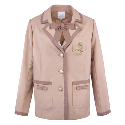 学院风廓形撞色西装百褶裙套装