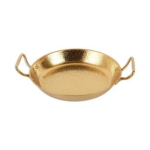 金色锤纹paella西班牙不锈钢海鲜饭锅煎锅平底锅烩饭盘韩式炸鸡盘