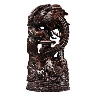 黑檀木雕刻凤凰摆件实木质吉祥家居装饰红木工艺品新婚新居送礼品