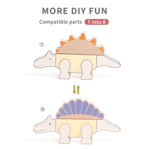 魔磁玩家恐龙款木质磁力磁性益智积木玩具积木磁力片儿童实木