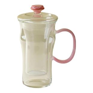 里作原创玻璃马克杯三件套精致高端带过滤茶水分离茶杯简约办公杯