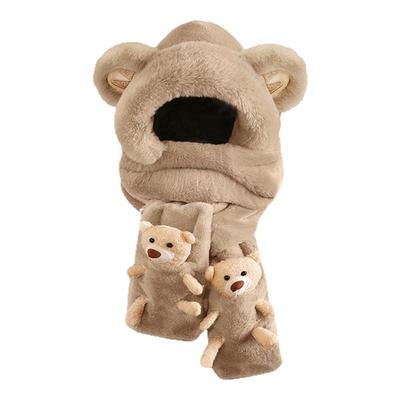 稻草人帽子围巾手套一体女冬季