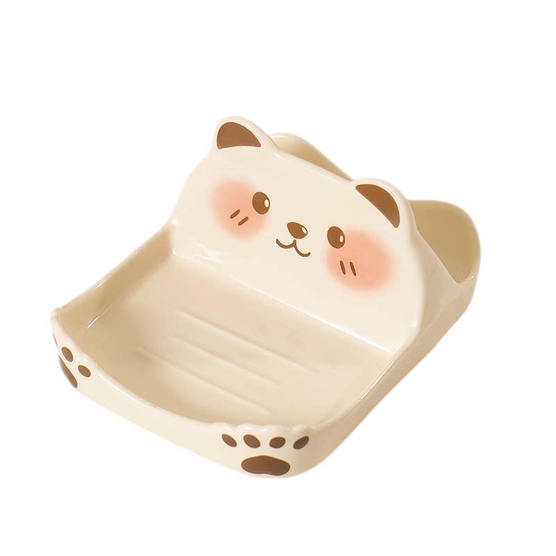 卡通猫咪陶瓷锅盖架台式锅铲架厨房台面锅盖砧板收纳置物架