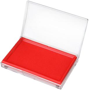 得力红色印台9864大号方形快干印泥蓝色办公盖章手印印泥盒海绵黑色印台速干长方形印章台会计用品文具