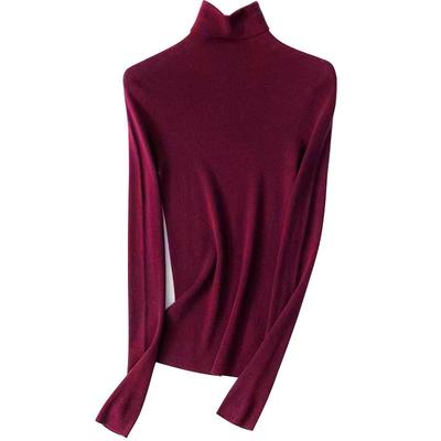 绵羊毛高领无缝一体针织打底衫