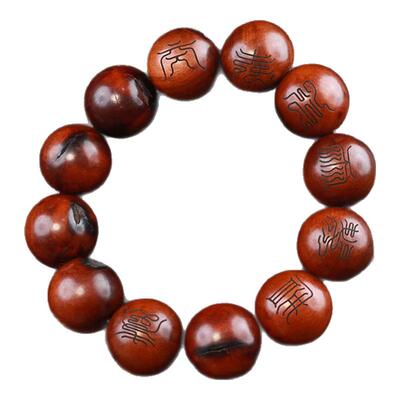 龙虎山发货道家法器十二道密符天然雷击枣木十字天经手串念珠饰品