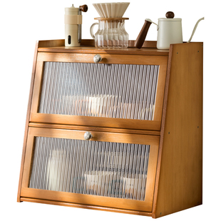 桌面咖啡杯子收纳盒马克杯茶具置物架水杯化妆品架子实木竹质带盖