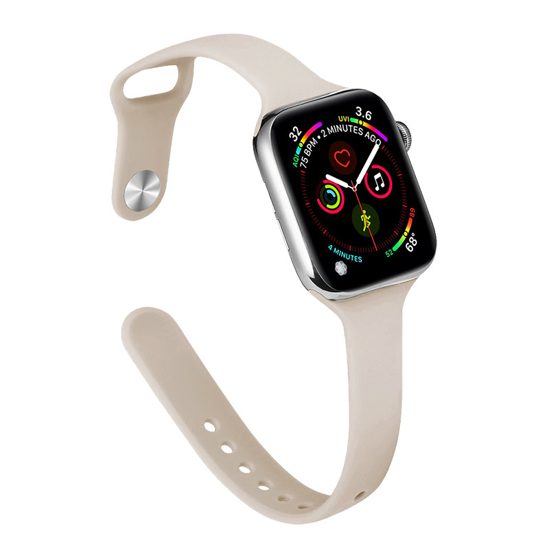 KASO适用apple watch小蛮腰硅胶S7表带iwatch8/7/6/5/4/3/2/1/SE代苹果手表s11运动表带41/45mm超细夏表带女