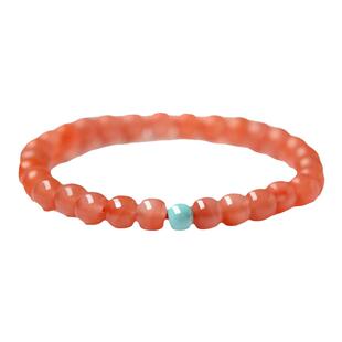 南红手串女绿松石单珠原石珠子冰飘南红玛瑙老型珠散珠红玛瑙手链