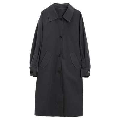 达佳诗长袖平驳领长款风衣