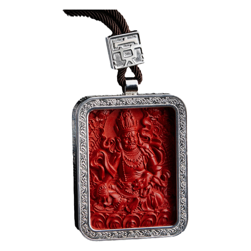 朱砂黄财神吊坠佛牌九宫八卦项链