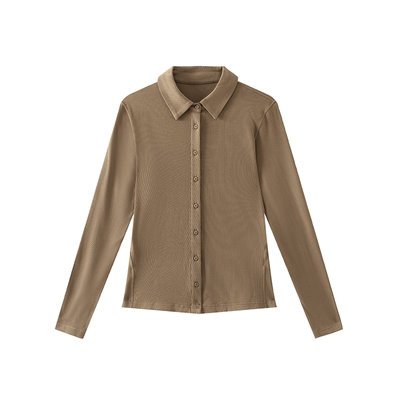 SW速惟针织开衫外套女薄款正肩长袖纯色POLO衫上衣内搭2025秋新款