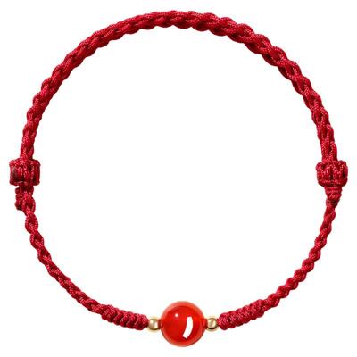 天然红玛瑙红绳手链女红手绳编织