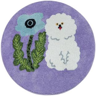 赛波斯X东京艺术家比熊圆形地毯可爱儿童卧室客厅撸猫感床边毯