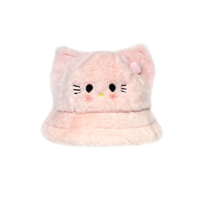 可爱小猫毛绒渔夫帽子女士冬季