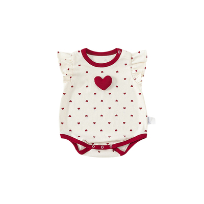 INSbobo儿童爱心印花三角爬服秋