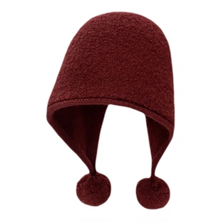 100%纯羊毛巴拉克法帽子女2025秋冬新款红色百搭包头帽防寒针织帽