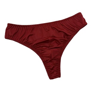 新款男式光滑亮面纯色性感爽滑缎面裤衩男士日常穿丝滑裆丁字内裤