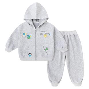 嘟嘟家儿童连帽套装春季男童外套女童裤子宝宝童装春款上衣长裤新