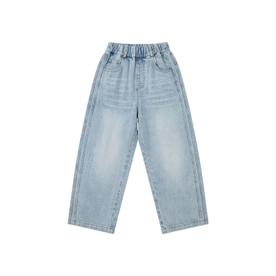 【亲子】柒号童仓女大童浅蓝牛仔裤春装新儿童软牛仔长裤休闲裤