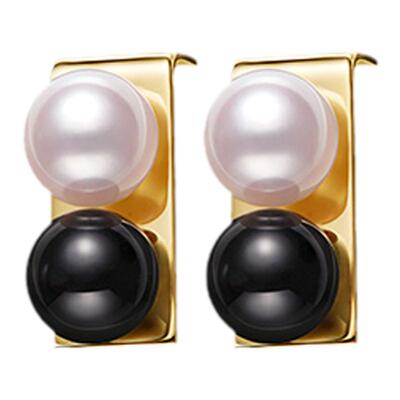 CIRCLE贴近系列黑白玛瑙珍珠耳饰