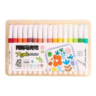儿童丙烯马克笔可水洗不透色可叠色48色小学生美术专用幼儿园双头丙稀软头彩色笔比心画笔笔芯60水彩笔通用