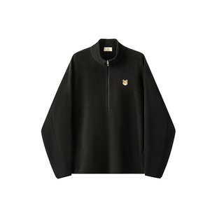 威廉福克斯冬季短绒保暖通勤休闲半开门襟拉链套头夹克立领外套男