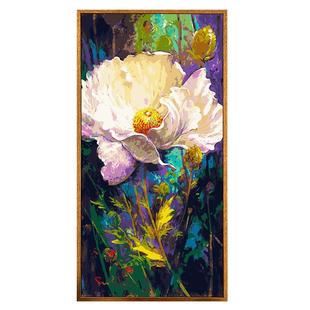 diy数字油画高级感大尺寸花卉风景手工填色客厅玄关大幅竖版挂画