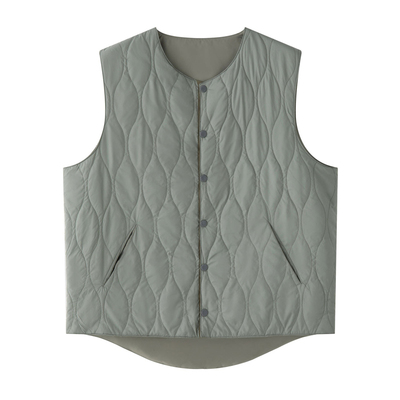 灰绿复古绗缝夹棉马甲秋冬