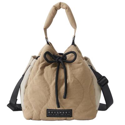 bagsmart水桶包通勤百搭单肩斜挎包收纳小包旅游时尚手提包菜篮子