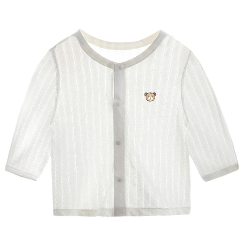 初生婴幼儿内衣纯棉夏季薄款镂空空调服防蚊单件长袖睡衣宝宝上衣