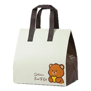 甜品保温袋外卖专用无纺布铝箔自封口奶茶打包袋商用小熊手提定制