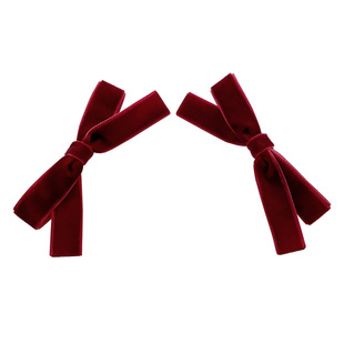 在逃公主头饰酒红色丝绒蝴蝶结对夹简约百搭双边发夹侧边刘海发卡