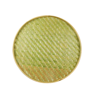 竹编制品手工簸箕无孔托盘蔑青竹皮圆形竹筐米筛子竹匾农家用晾晒